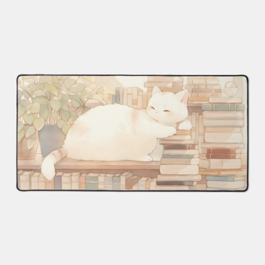 Lo-Fi Gezellig Kat Desktop Mat Mousepad (Voorkant)