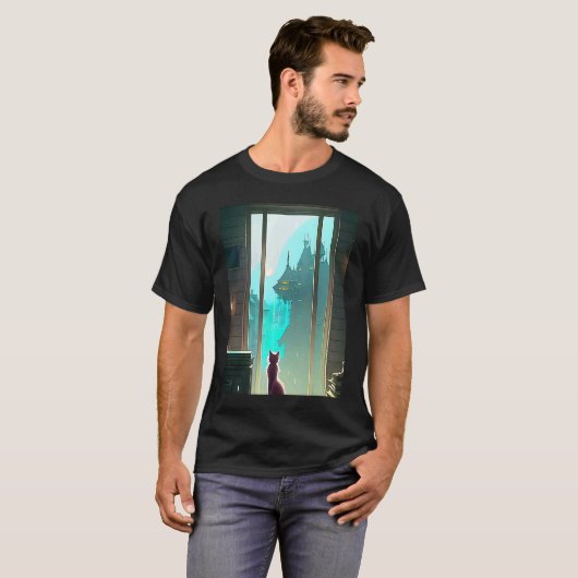 Lo fi hip hop chillhop chill beats aesthetic cat t-shirt (Voorkant volledig)