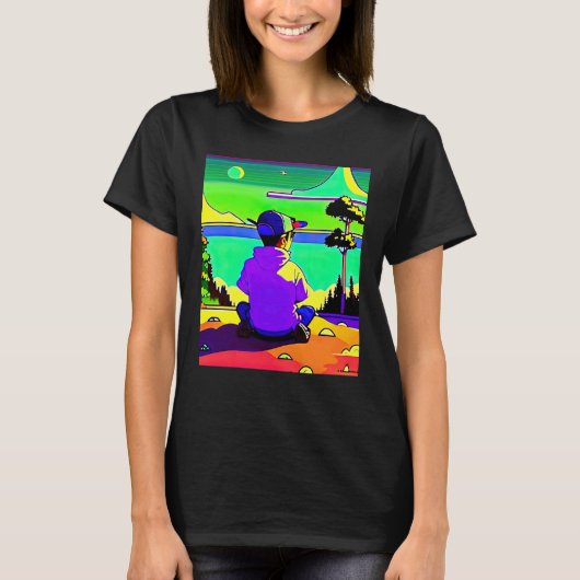 Lo fi hip hop chillhop chill beats lofi aesthetics t-shirt (Voorkant)