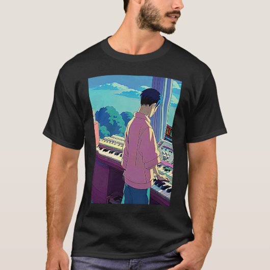 Lo fi hiphop chillhop chill beats lofi esthetiek t-shirt (Voorkant)