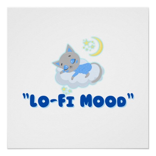 Lo-Fi Mood Cat Esthetisch Perfect Poster (Voorkant)