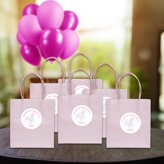 Lo-Poly Regenboog Paard Dank je wel Favor Ronde Sticker