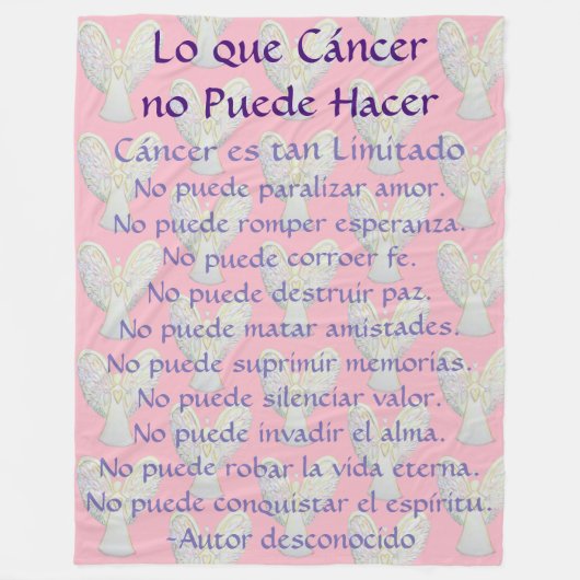Lo que Cáncer no Puede Hacer Angel Chemo Blanket Fleece Deken (Voorkant)