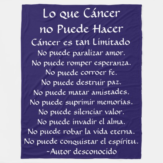 Lo que Cáncer no Puede Hacer Fleece Chemo Blanket (Voorkant)