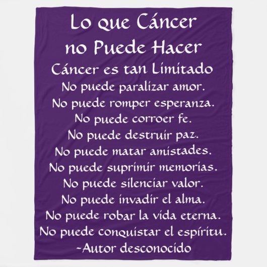 Lo que Cáncer no Puede Hacer Fleece Chemo Blankets Deken (Voorkant)