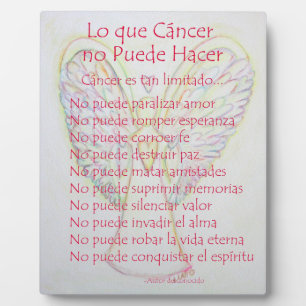 Lo que Cancer no Puede Hacer Poem Painting Plaque Fotoplaat