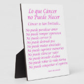 Lo que Cancer no Puede Hacer Poem Plaque Fotoplaat (Zijkant)