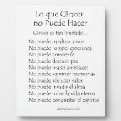 Lo que Cancer no Puede Hacer Poem Plaque Fotoplaat (Voorkant)