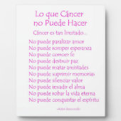 Lo que Cancer no Puede Hacer Poem Plaque Fotoplaat (Voorkant)