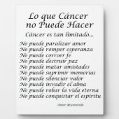 Lo que Cancer no Puede Hacer Poem Plaque Fotoplaat (Voorkant)