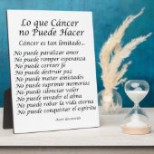 Lo que Cancer no Puede Hacer Poem Plaque Fotoplaat (Zijkant)