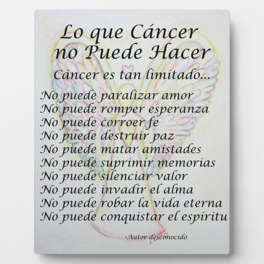 Lo que Cancer no Puede Hacer Poem Poster Fotoplaat (Voorkant)