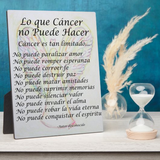 Lo que Cancer no Puede Hacer Poem Poster Fotoplaat (Zijkant)