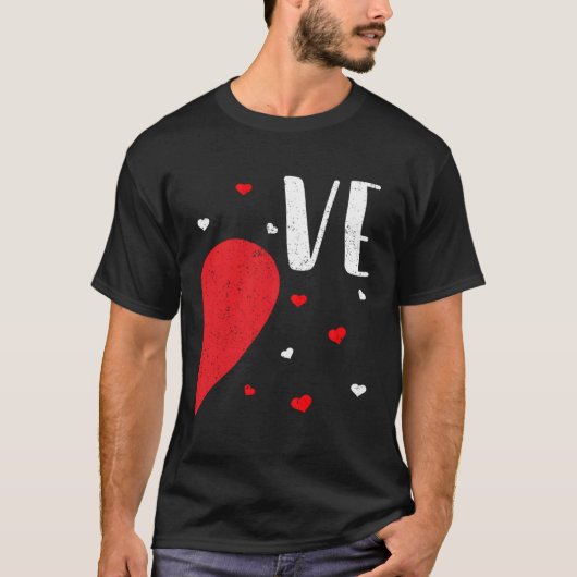 LO VE Valentijnsdag Matching Koppels T-shirt Hart (Voorkant)