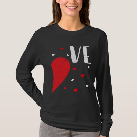 LO VE Valentines Day Matching Couples Shirt Heart  (Voorkant)