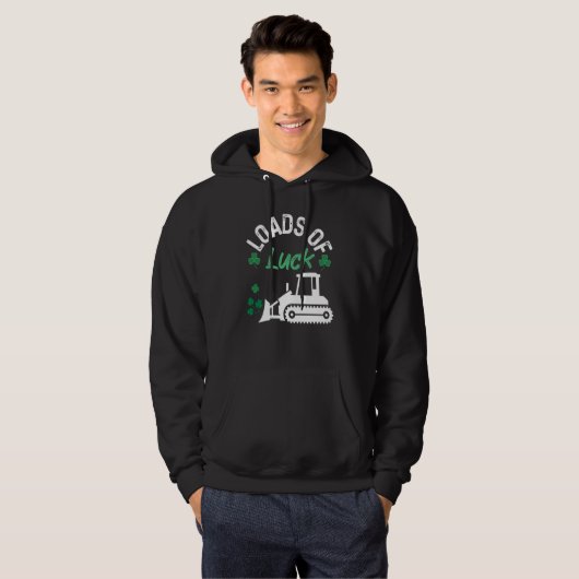 Load Of Luck Bulldozer Shamrock St Patricks Day Ki Hoodie (Voorkant volledig)
