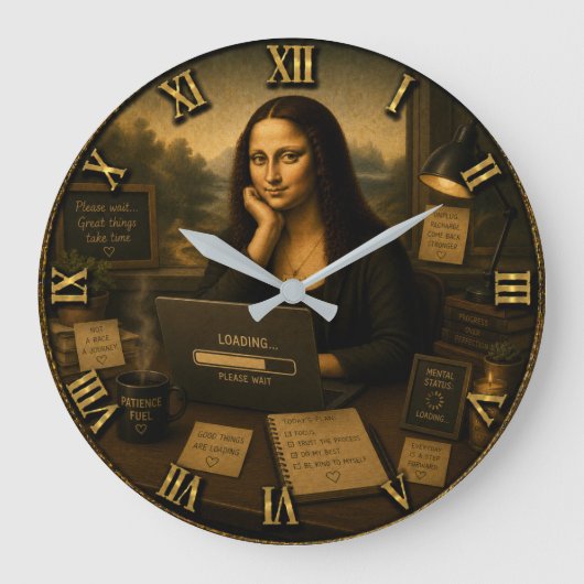 Loading Funny Mona Lisa Gift for Home Office Grote Klok (Voorkant)