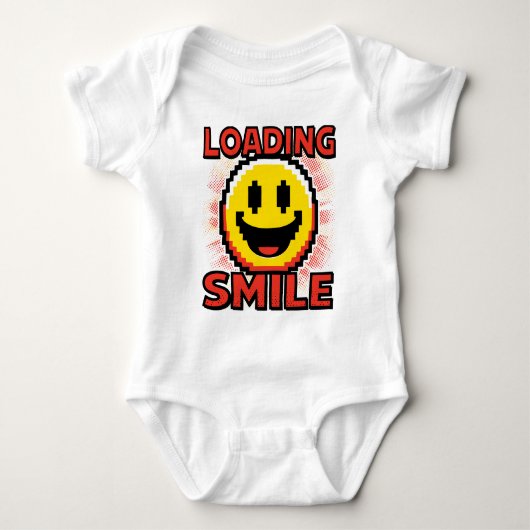 Loading Smile – Retro Pixel Art 8-Bit Smiley Face Romper (Voorkant)