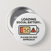 Loading Social Battery Funny Introvert Waarschuwin Ronde Button 7,6 Cm (Voorkant /achterkant)