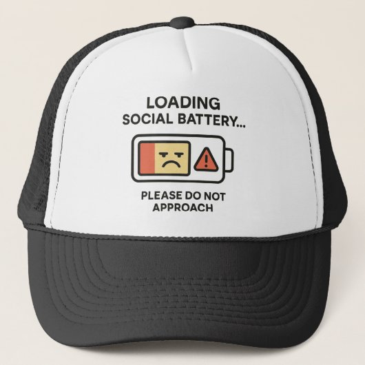 Loading Social Battery Funny Introvert Waarschuwin Trucker Pet (Voorkant)