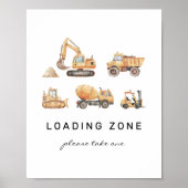 Loading Zone Construction Truck Verjaardagsbord Poster (Voorkant)