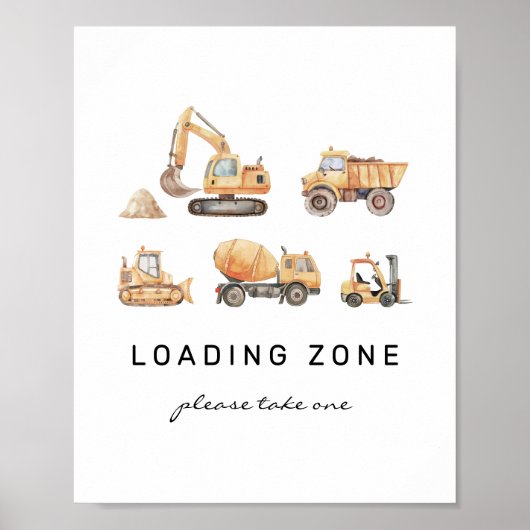 Loading Zone Construction Truck Verjaardagsbord Poster (Voorkant)