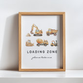 Loading Zone Construction Truck Verjaardagsbord Poster
