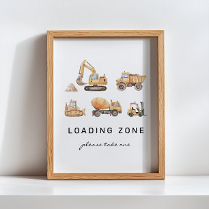 Loading Zone Construction Truck Verjaardagsbord Poster