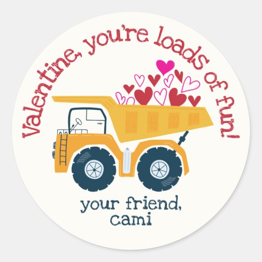 Loads Fun Dump Truck Valentijn Sticker (Voorkant)