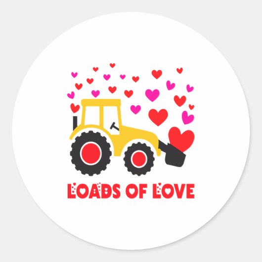 Loads Of Love Toddler Tractor Valentines Day For K Ronde Sticker (Voorkant)