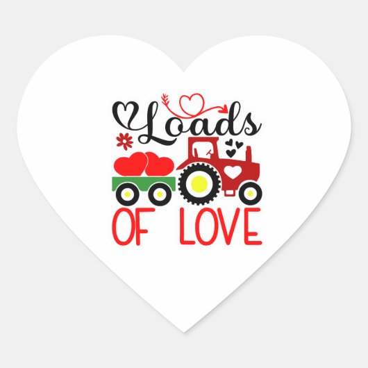 Loads of Love Valentine – Cute Tractor Heart Love  Hart Sticker (Voorkant)