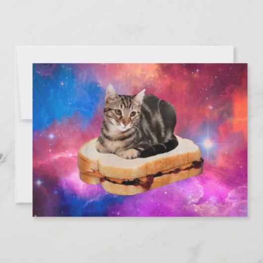 Loaf Bread Cat in Space Invitation Kaart (Achterkant)