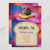 Loaf Bread Cat in Space Invitation Kaart (Voorkant / Achterkant)