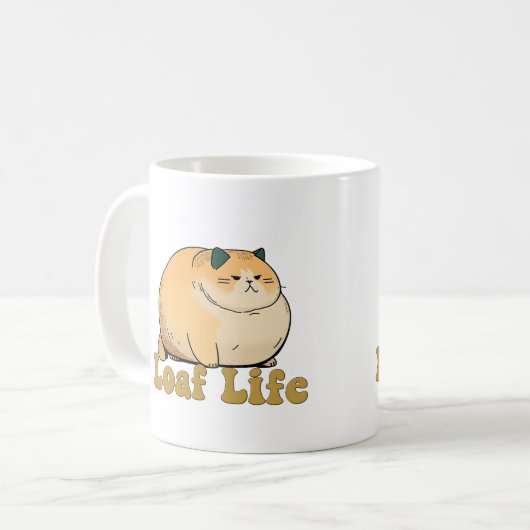 Loaf Life Funny Fat Cat Mok (Voorkant links)