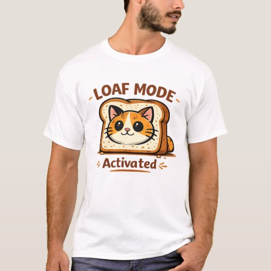 Loaf Mode Activated Bread Cat Cute Cartoon T-shirt (Voorkant)