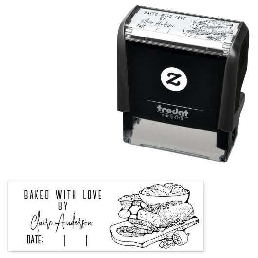 Loaf van aangepaste gelezen naam Datum gebak met l Zelfinktende Stempel (In situ)