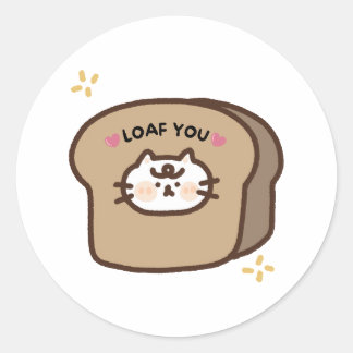 Loaf You Schattige Cat Lover en Funny Valentijn Pu Ronde Sticker