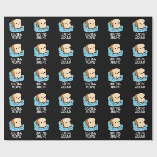 Loafing Around Funny Bread Pun Dark BG Cadeaupapier (Vlak)