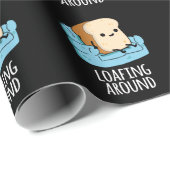 Loafing Around Funny Bread Pun Dark BG Cadeaupapier (Rol Hoek)