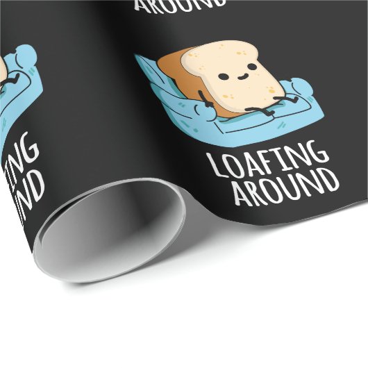 Loafing Around Funny Bread Pun Dark BG Cadeaupapier (Rol Hoek)