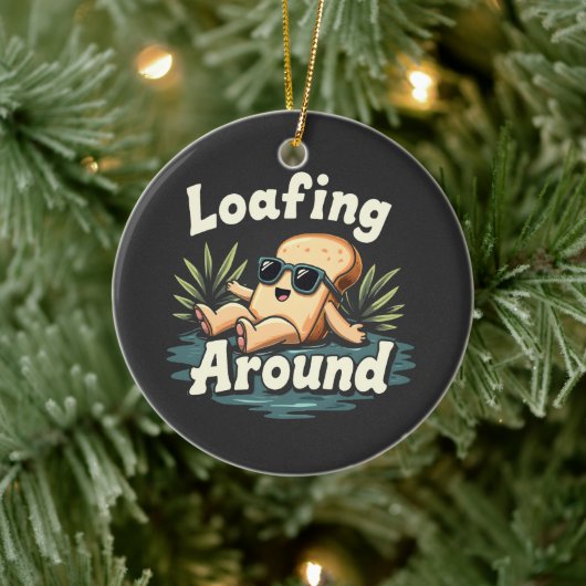 Loafing rond Ontspannende Brood Voedsel Liefhebber Keramisch Ornament (Boom)
