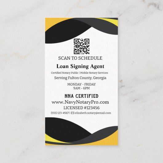 Loan Signing Agent Business Card with QR Code  Visitekaartje (Achterkant)