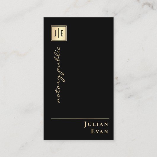 Loan Signing Agent Notaris Public Black and Gold Visitekaartje (Voorkant)