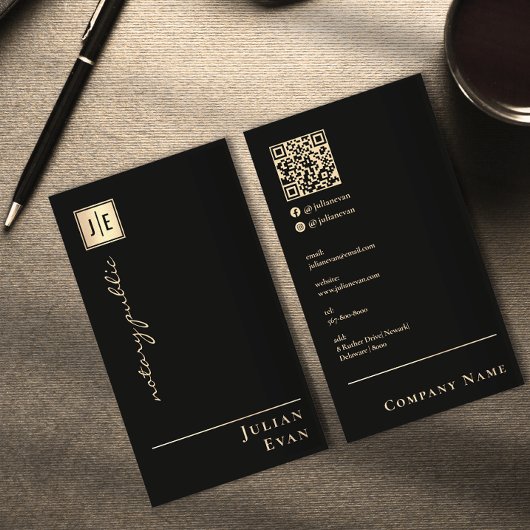 Loan Signing Agent Notaris Public Black and Gold Visitekaartje