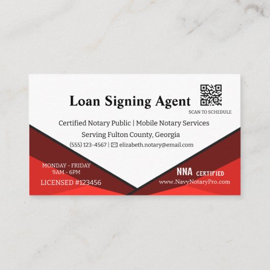Loan Signing Agent Notary Card with QR Code  Visitekaartje (Achterkant)