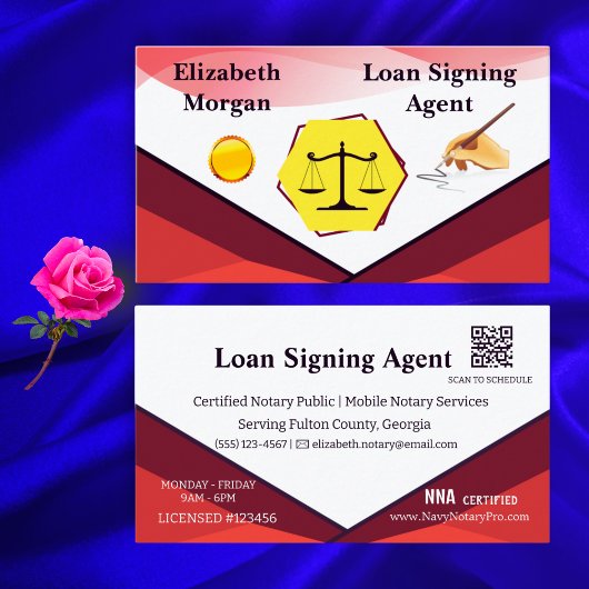 Loan Signing Agent Notary Card with QR Code  Visitekaartje