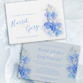 Lobelia blauw bloemenwit grijs blauw bruiloft kaart
