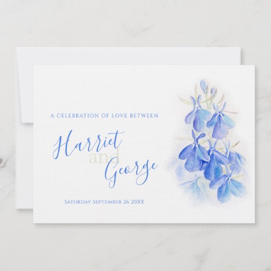 Lobelia blauwe bloemen bruiloft uitnodigingen (Voorkant)