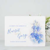 Lobelia blue floral green back trouwuitnodigingen kaart (Staand voorkant)