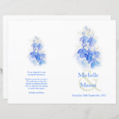 Lobelia blue waterverf Wedding Programme (Voorkant / Achterkant)